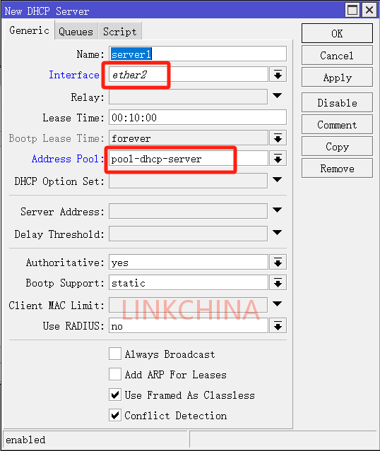 ROS的DHCP(自动下发IP)基础 ROS的DHCP(自动下发IP)基础